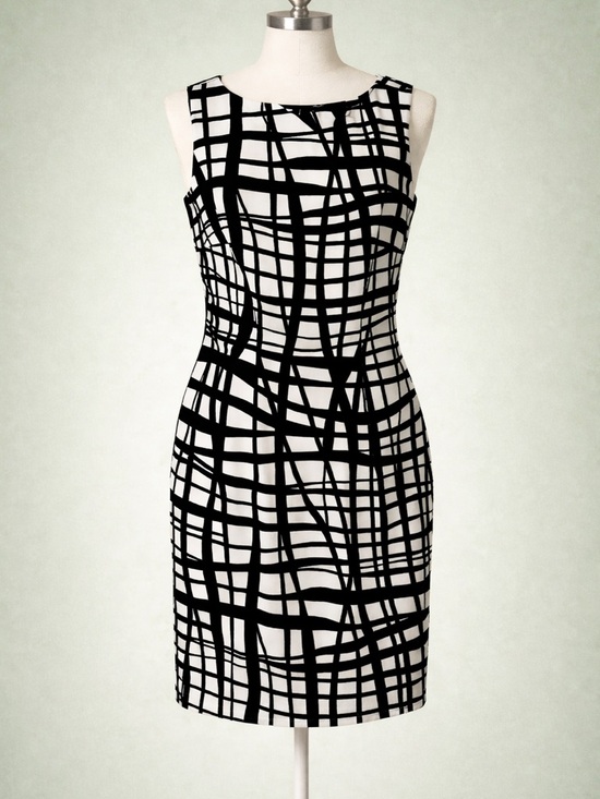 AGB Dresses & Skirts - AGB Black & White Grid Sheath Dress